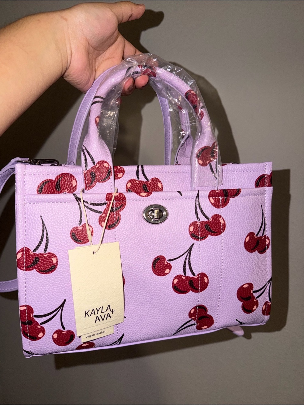 Lavender Cherry Print Satchel
